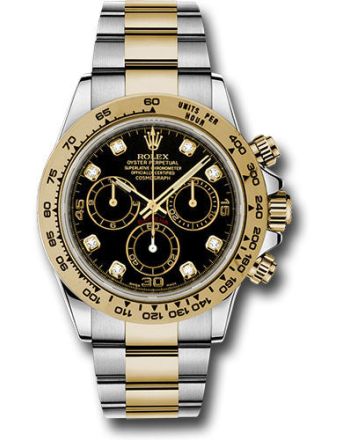 Rolex Yellow Rolesor Cosmograph Daytona 40 Watch - Black Diamond Dial - 116503 bkd